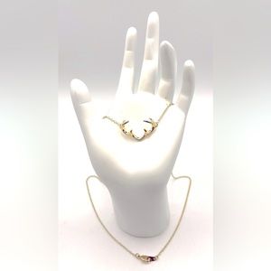 Gold Tone Dainty Deer Antler Necklace 18”